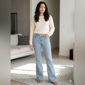 No Boundaries Light Blue Striped Flare Jeans
